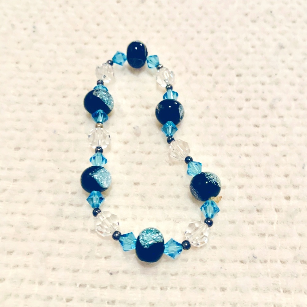 3/$35 Blue Bead Stretch Bracelet w/ Crystals
